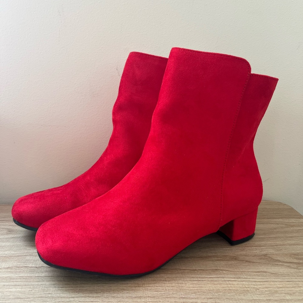 Girls Fashion Square-Toe Low Heel Booties with Zipper for Big Kids size 6